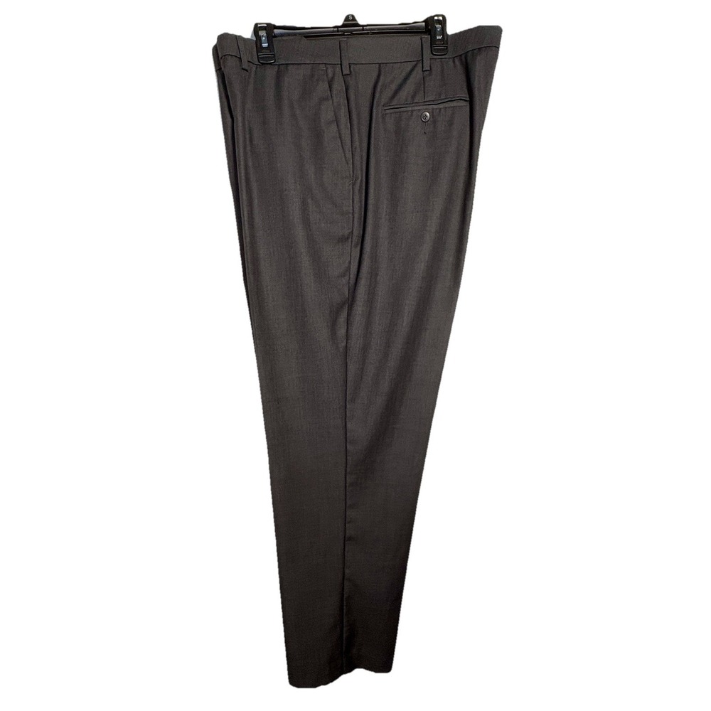 Mens Dress pants 42/31.5 Savant Gray Flat Front Classic Ponte Slash Pockets Dad